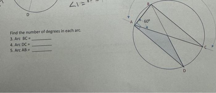 Solved Find the number of degrees in each arc. 3. Arc BC= 4. | Chegg.com