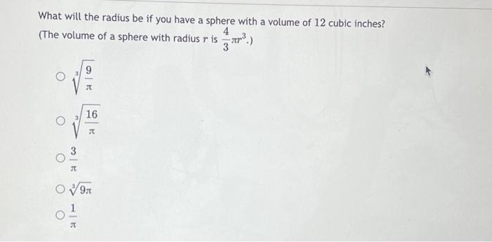 what is the volume of a sphere with radius 4 units