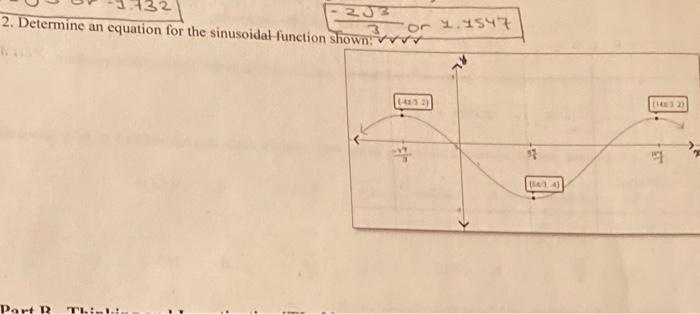 2. Determine an equation for the sinusoidal function shown v \( \frac{12 \sqrt{3}}{3} \) or 1,1547