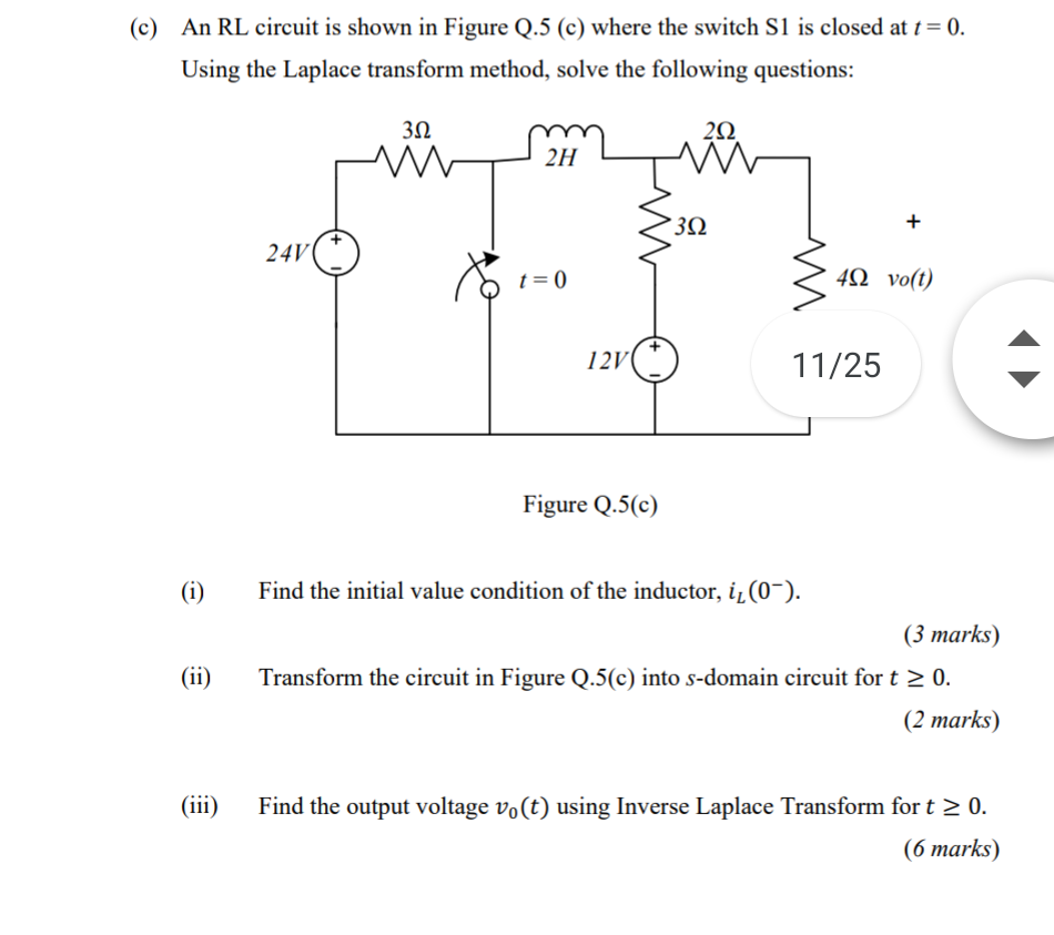 Solved C An Rl Circuit Is Shown In Figure Q 5 C Where Chegg Com