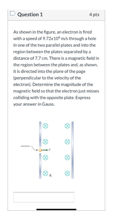 Solved Question 1 4 pts As shown in the figure, an electron | Chegg.com