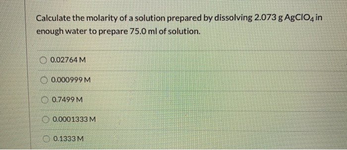 Solved Calculate The Molarity Of A Solution Prepared By Chegg Com   Image 