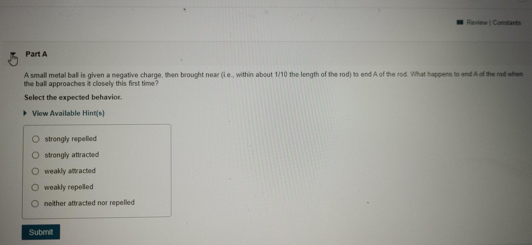 Solved A Review Constants Part A A small metal ball is given | Chegg.com