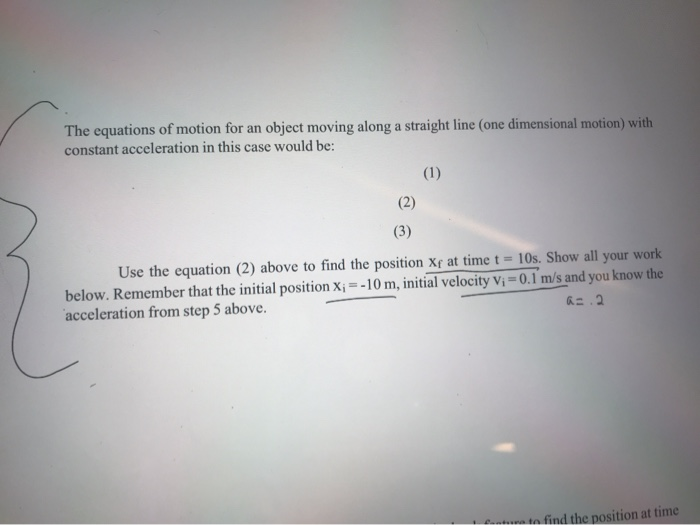 Solved The equations of motion for an object moving along a | Chegg.com