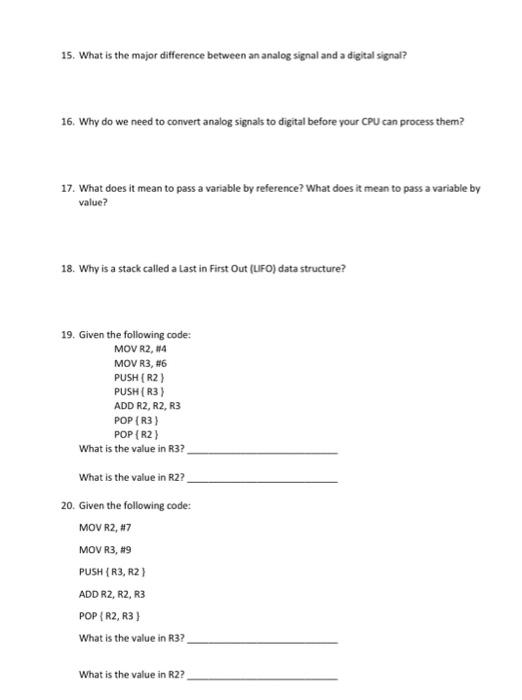 Solved 15. What is the major difference between an analog | Chegg.com