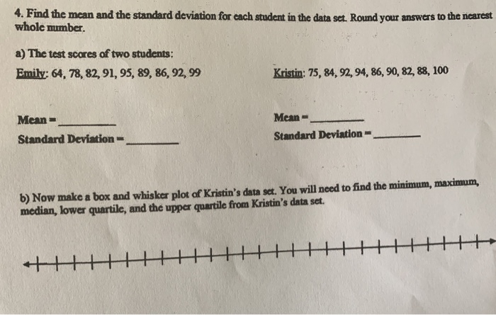 Solved 4. Find the mean and the standard deviation for cach | Chegg.com