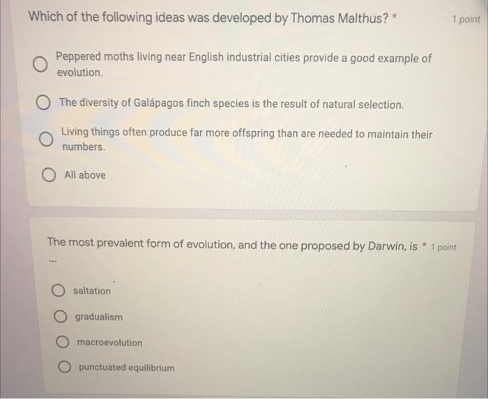 Solved Which of the following does not produce evolutionary | Chegg.com