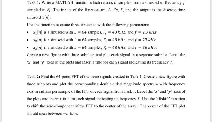 Solved Task 1: Write a MATLAB function which returns L | Chegg.com