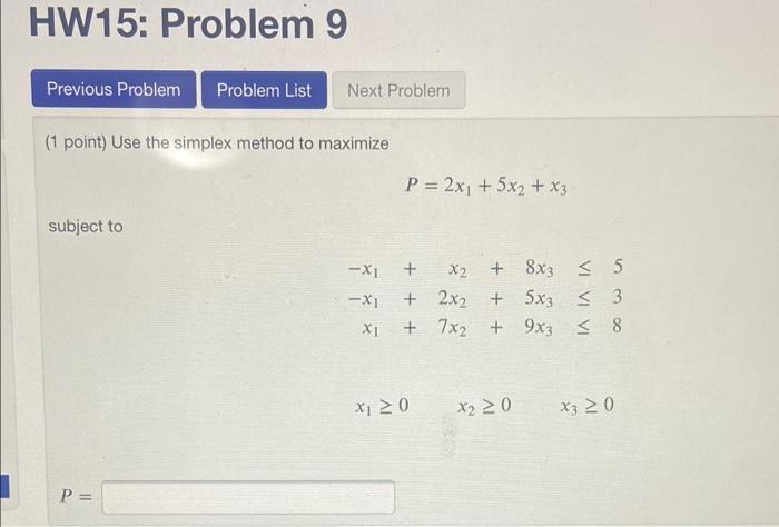 Solved HW15: Problem 9 Previous Problem Problem List Next | Chegg.com