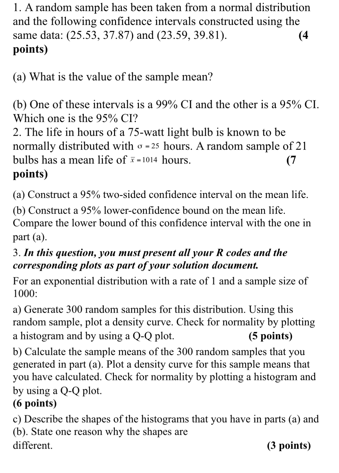 Solved A random sample has been taken from a normal | Chegg.com