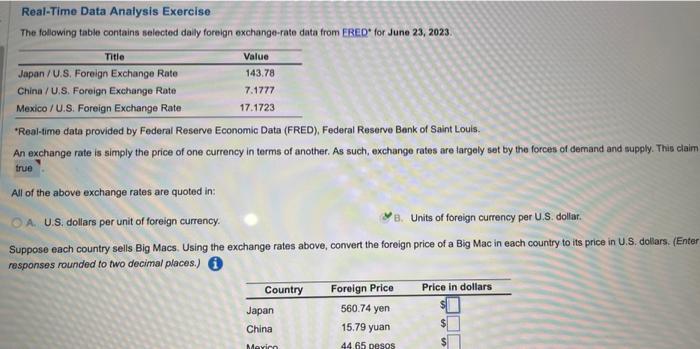 Solved Real-Time Data Analysis Exercise The following table | Chegg.com