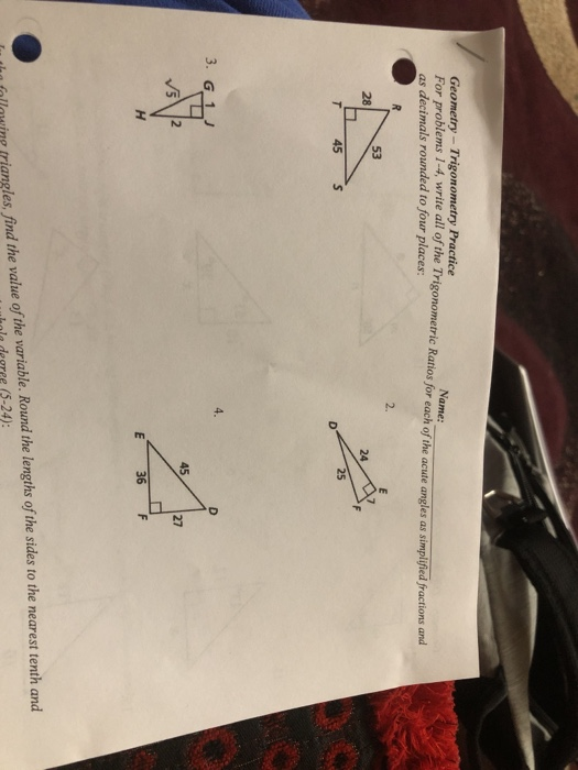 Solved Geometry - Trigonometry Practice For problems 1-4, | Chegg.com