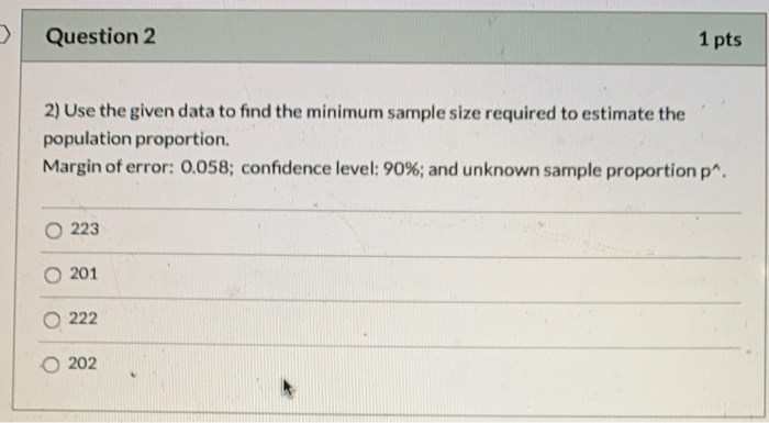 Solved Question 2 1 pts 2) Use the given data to find the | Chegg.com