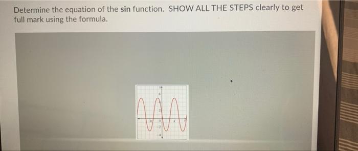 Solved Determine the equation of the sin function. SHOW ALL | Chegg.com