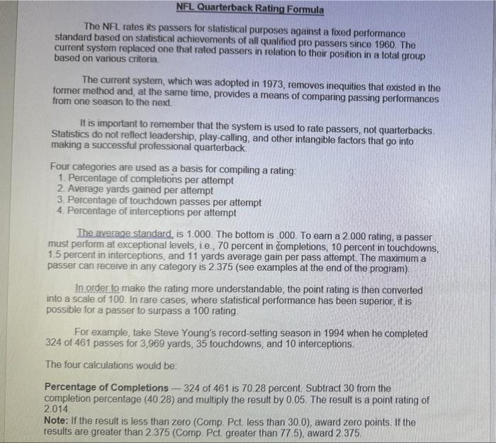 The Science Behind Calculating Passer Rating