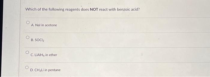 Solved Which of the following reagents does NOT react with | Chegg.com