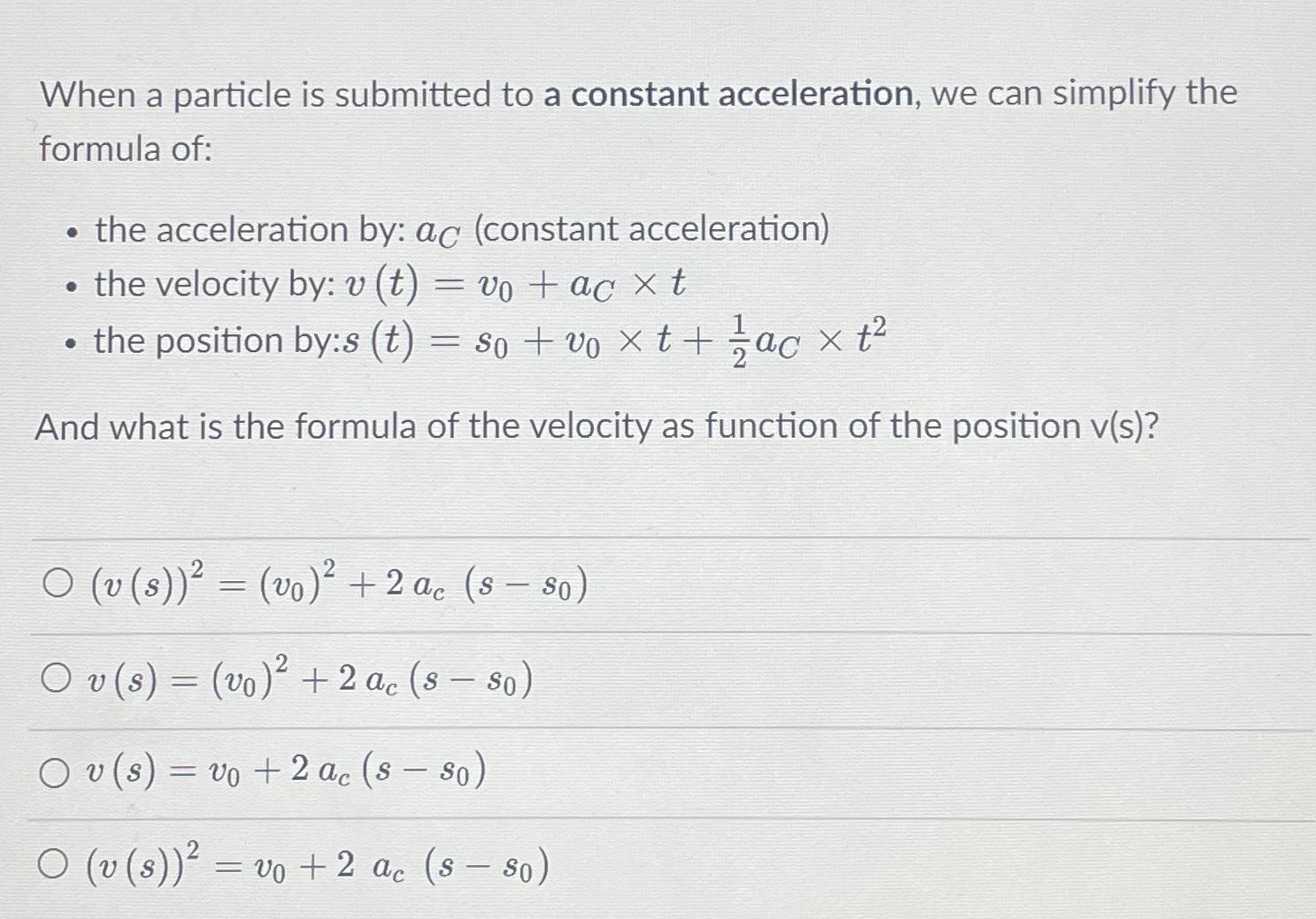 Solved When a particle is submitted to a constant | Chegg.com