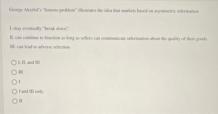 Solved George Akerlof's 
