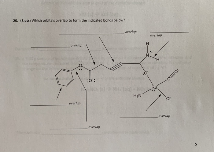 Solved 20. (8 pts) Which orbitals overlap to form the | Chegg.com