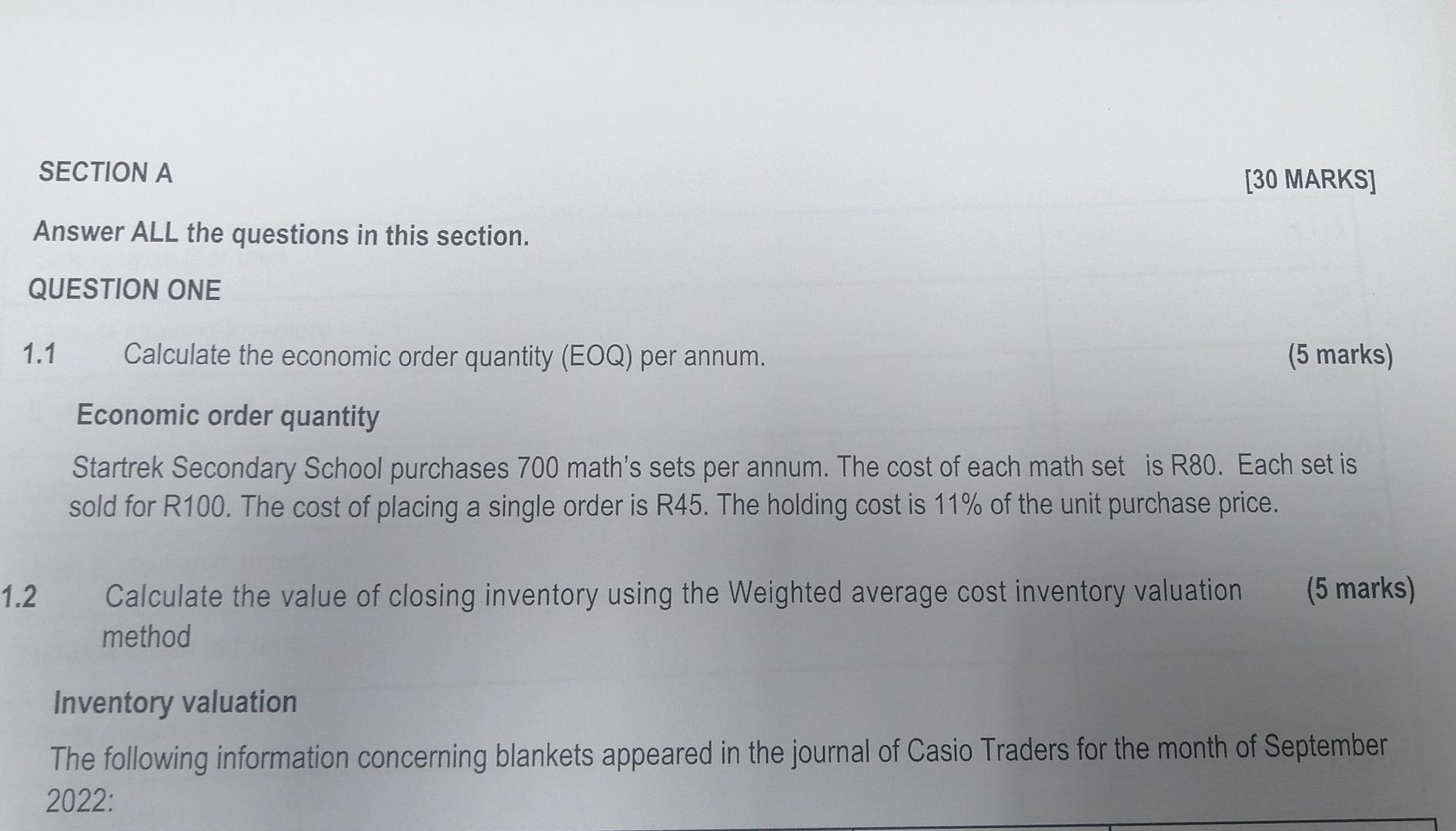 Solved SECTION A [30 MARKS] Answer ALL the questions in this | Chegg.com