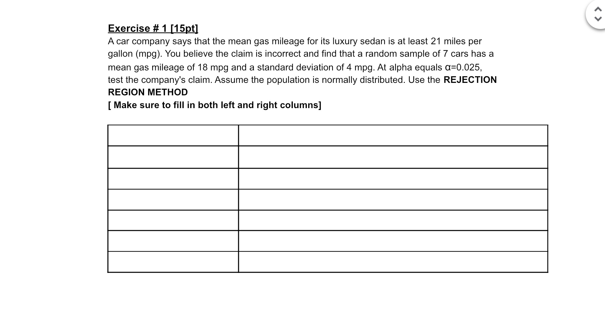 Solved Exercise # 1[15pt]A car company says that the mean | Chegg.com