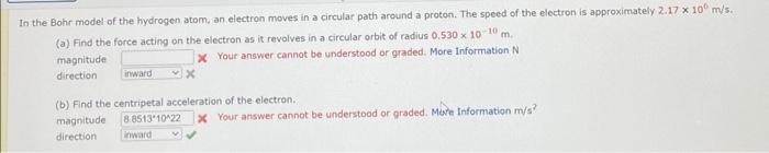 Solved In the Bohr model of the hydrogen atom, an electron | Chegg.com