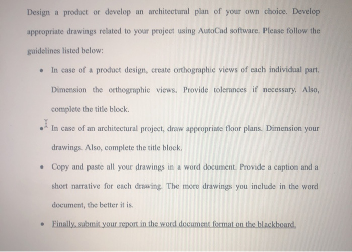 Solved Design a product or develop an architectural plan of | Chegg.com