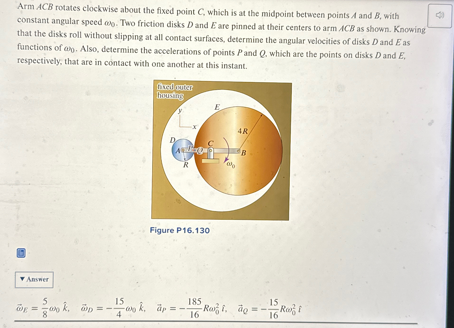 Solved Arm ACB Rotates Clockwise About The Fixed Point C, | Chegg.com