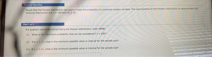 Solved Recall that the Poisson distribution can approximate | Chegg.com