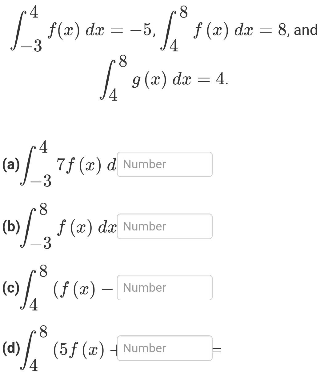 Solved 4 8 F X Dx 5 F F X Dx 8