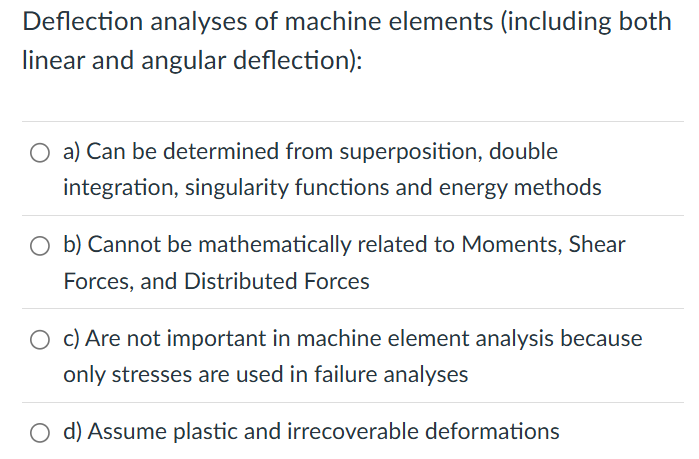 Machine Design Deflection Problems Solved Deflection analyses of machine elements (including | Chegg.com
