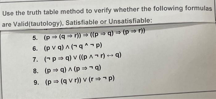 Solved Use the truth table method to verify whether the | Chegg.com