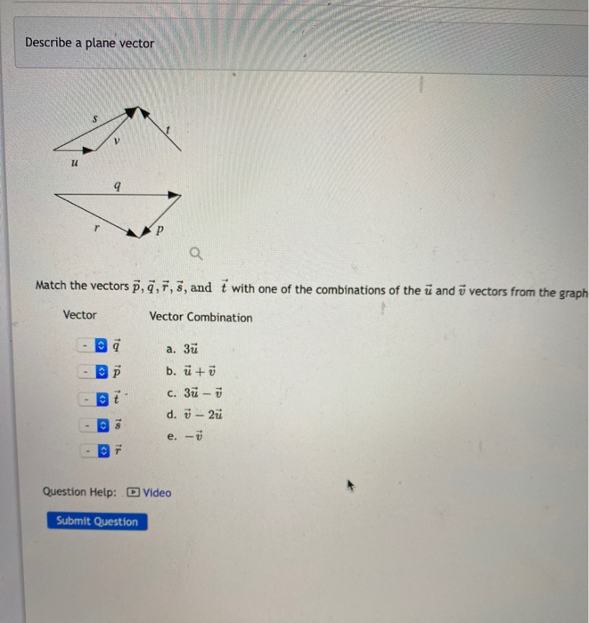 Solved match the vectors p q r s and t with one of the | Chegg.com