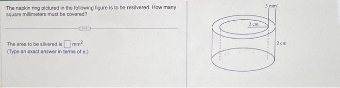 Solved The napkin ring pictured in the following figure is | Chegg.com