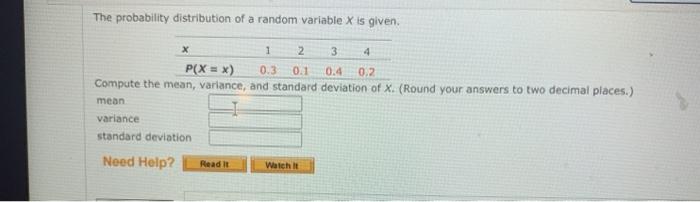 Solved The probability distribution of a random variable X | Chegg.com