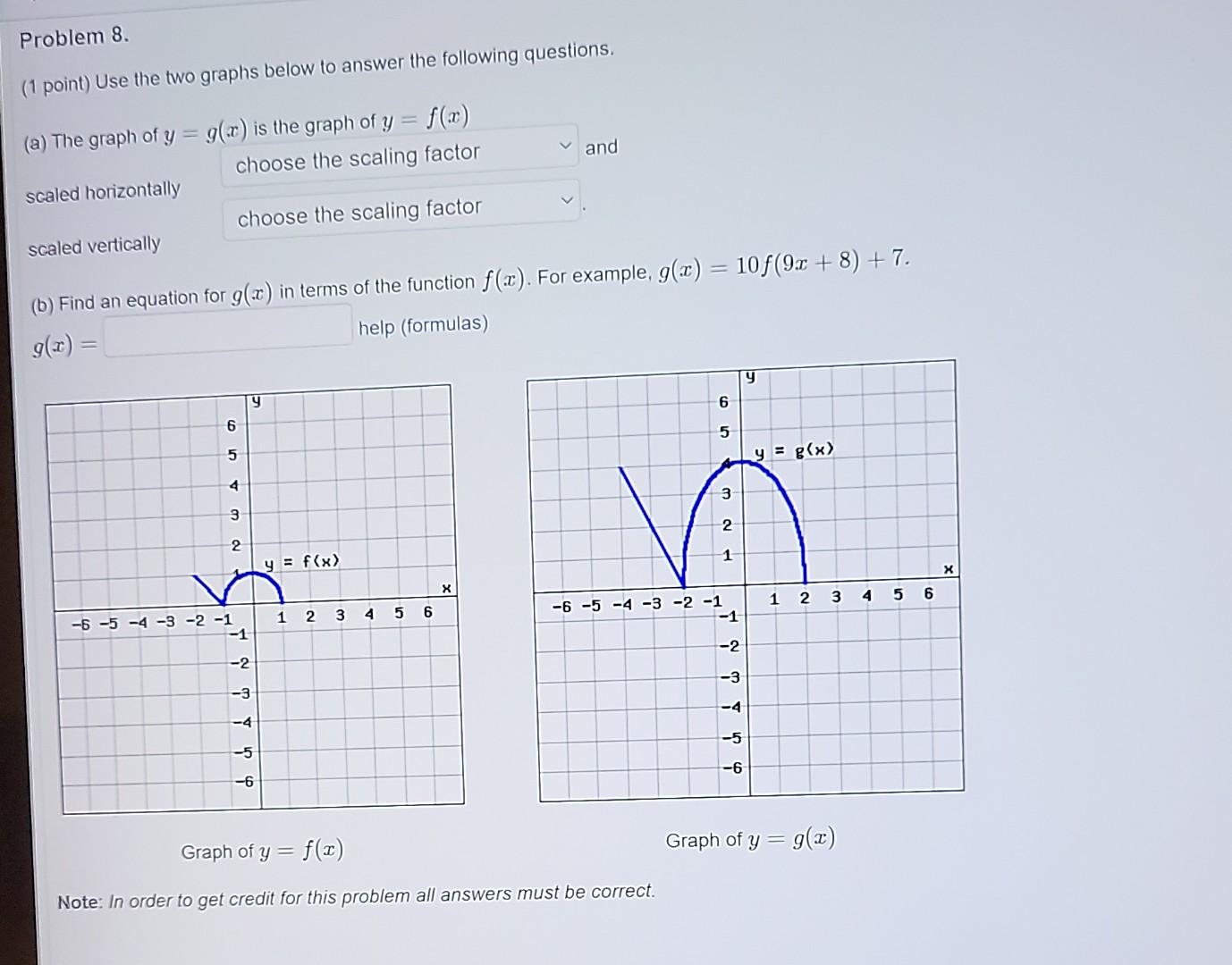 Solved Problem 8. (1 point) Use the two graphs below to | Chegg.com