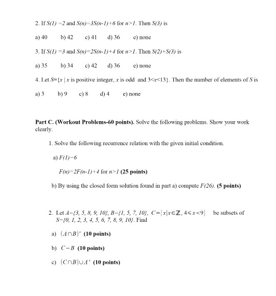 Solved Part A. (True/False Questions - 20 Points) Choose | Chegg.com