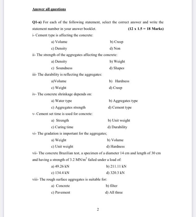 Solved Answer all questions Q1-a) For each of the following | Chegg.com
