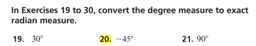 In Exercises 19 ﻿to 30, ﻿convert the degree measure | Chegg.com