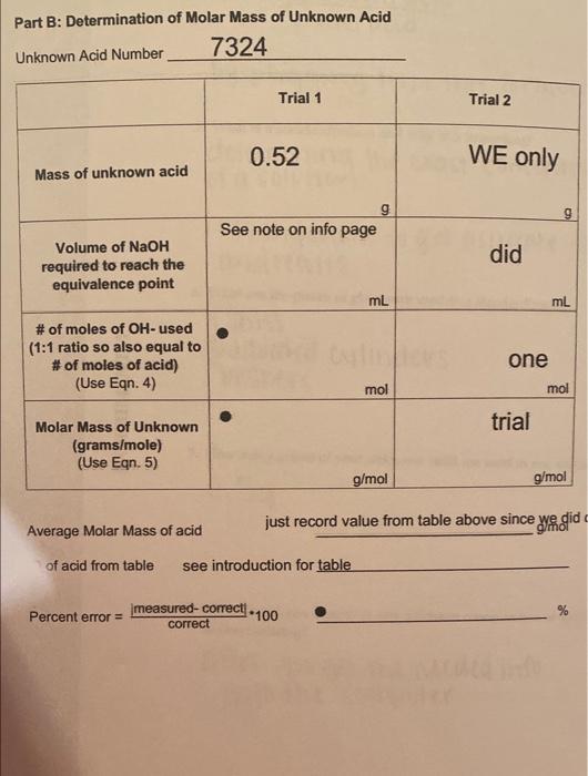 Part A: Standardization of NaOH solution Molanty of | Chegg.com