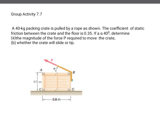 Solved Group Activity 7.7 A 40kg Packing Crate Is Pulled By | Chegg.com