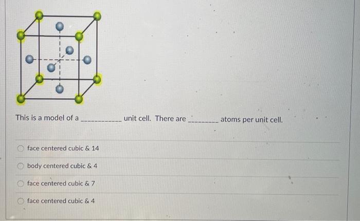 Solved This is a model of a unit cell. There are atoms per | Chegg.com