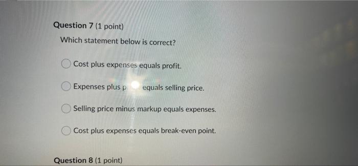 Solved Question 7 (1 point) Which statement below is | Chegg.com