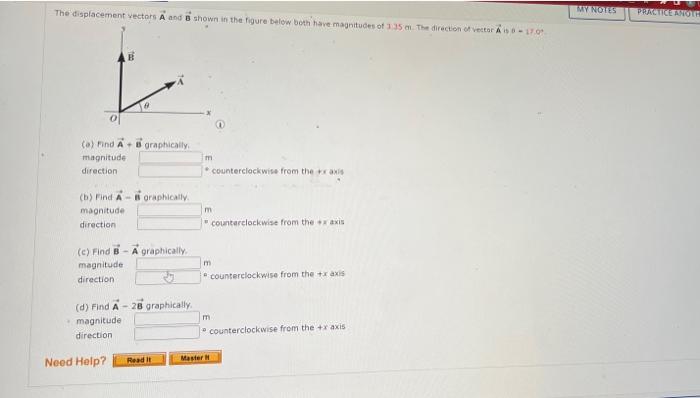 Solved The Displacement Vectors A And B Shown In The Figure | Chegg.com