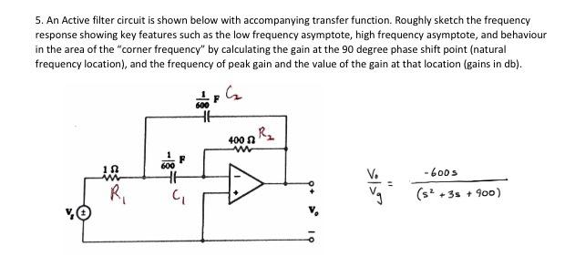 Solved 5. An Active filter circuit is shown below with | Chegg.com