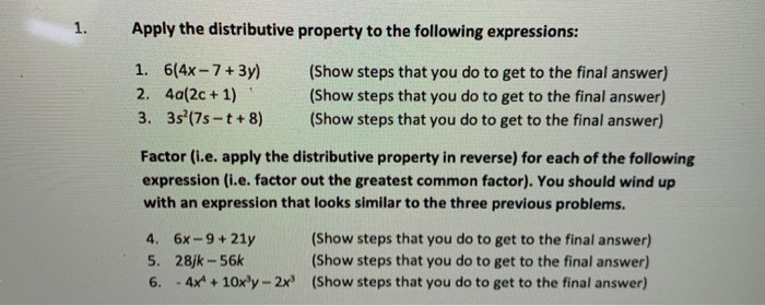 Solved Factor (i.e. apply the distributive property in | Chegg.com