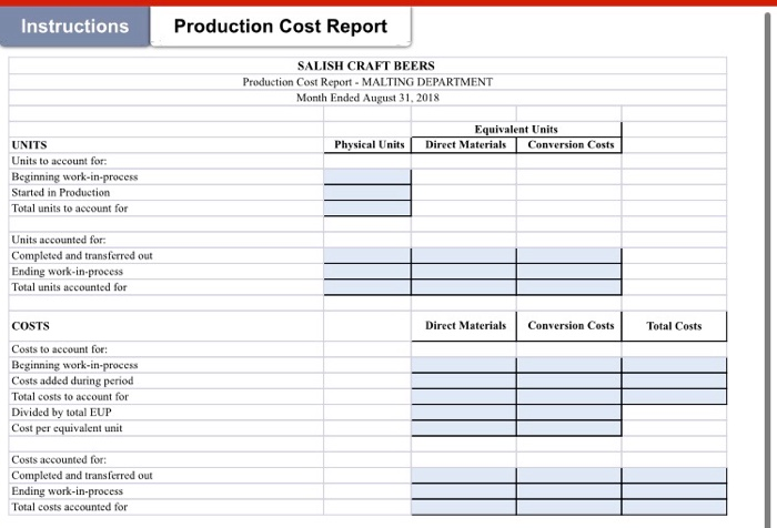 Solved Instructions Production Cost Report Chapter 20 Using | Chegg.com