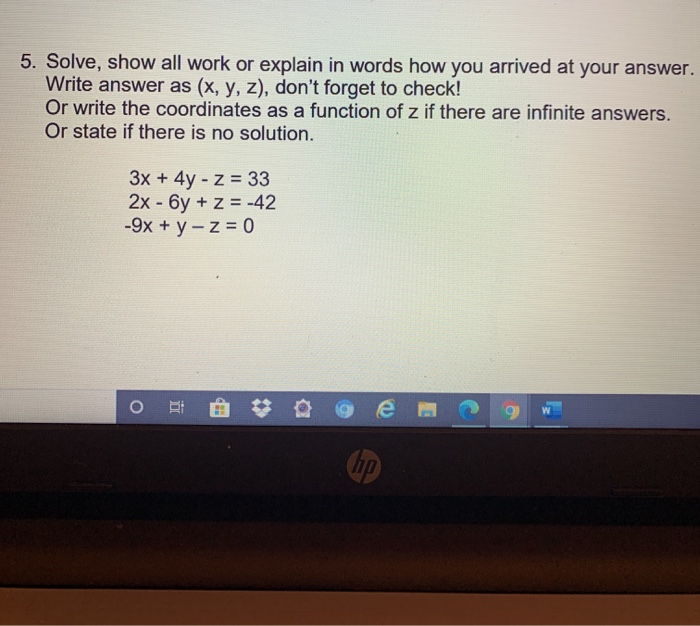 Solved 5. Solve, show all work or explain in words how you | Chegg.com