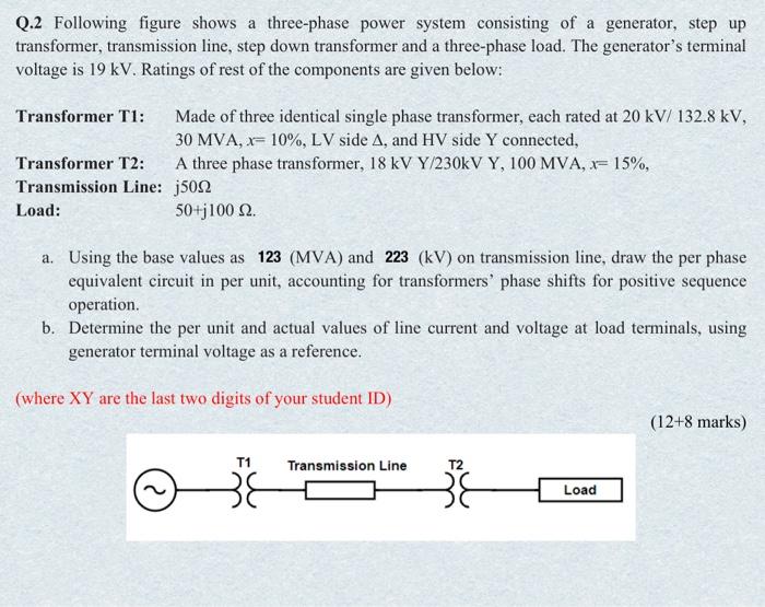 Solved Q.2 Following figure shows a three-phase power system | Chegg.com