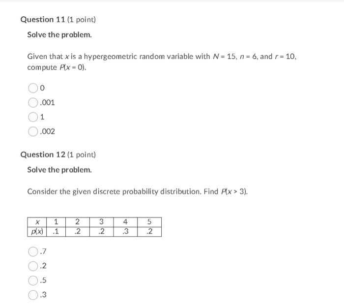Solved Question 11 (1 point) Solve the problem. Given that x | Chegg.com